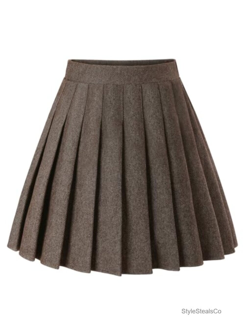 Pleated Mini Skirt High Waist A-Line Thick Fabric Fall Winter Casual